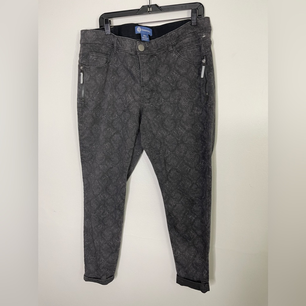 Democracy Dark Gray Snakeskin Ab Solution Skinny Ankle Pants Sz 16W